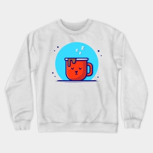 Cute Hot Coffee Sleeping Cartoon Vector Icon Illustration Crewneck Sweatshirt